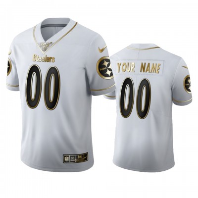 Pittsburgh Steelers Custom Men's Nike White Golden Edition Vapor Limited NFL 100 Jersey